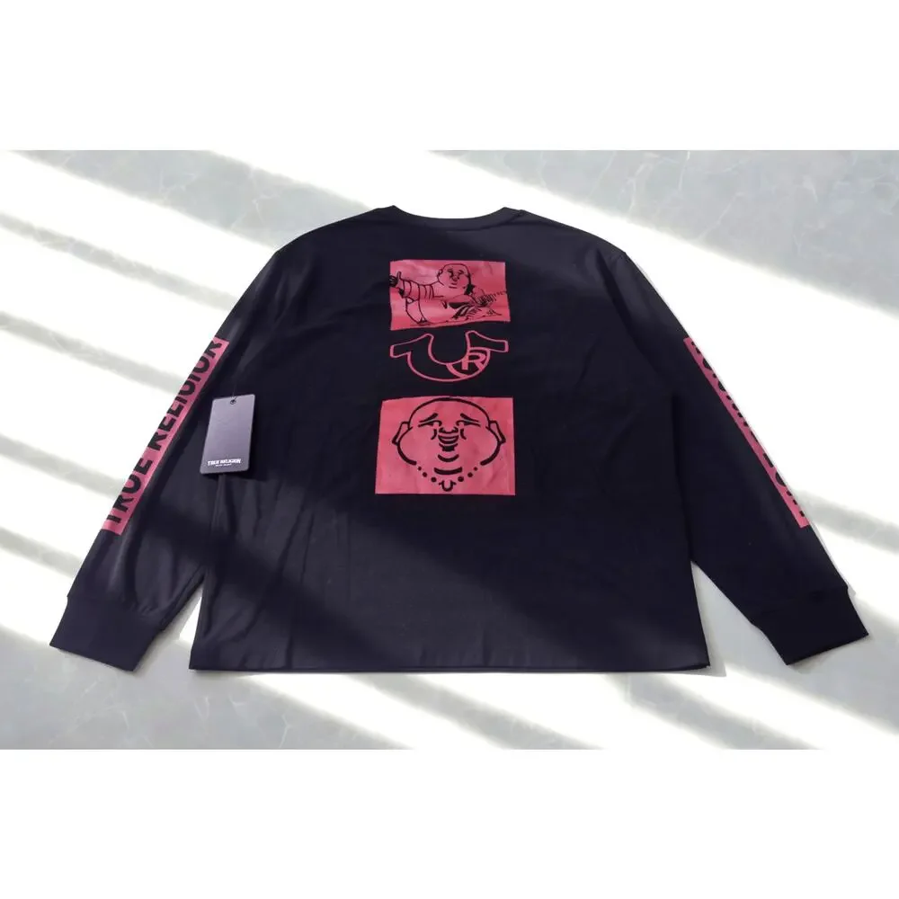 True Religion Buddha LS Tee Black Red Men's L NWT